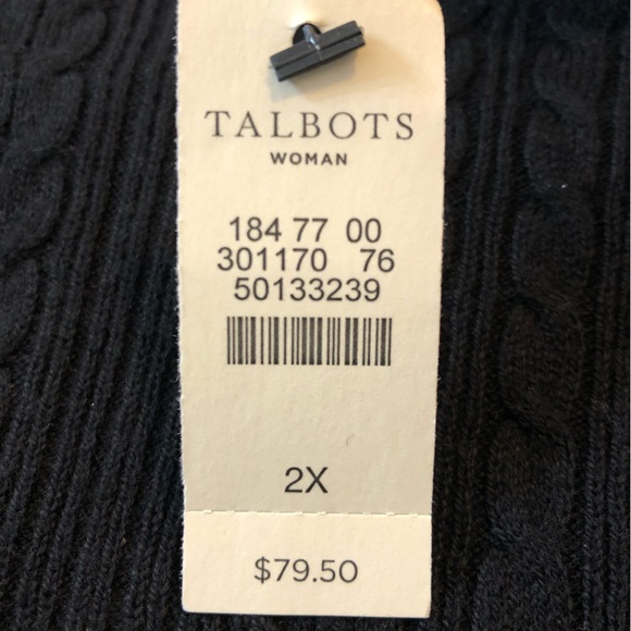 NWT Talbots Woman Classic Black Long Sleeve Turtleneck 2X Cotton Blend Sweater - Picture 10 of 10